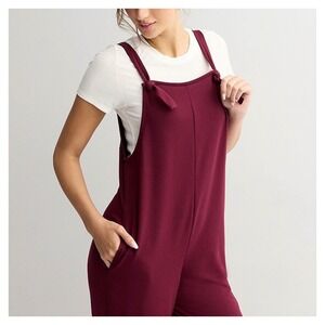 Juniors Live To Be Spoiled Burgundy Tie Strap Jogger Jumpsuit XXL